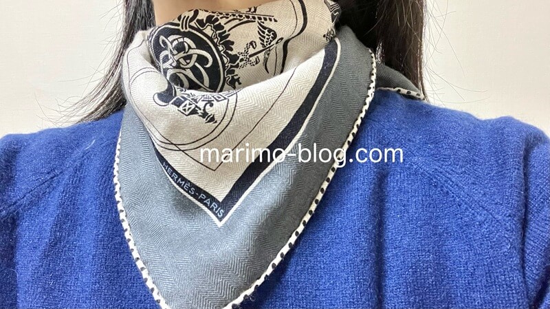 エルメスガブロッシュの巻き方(三角形にして巻く)