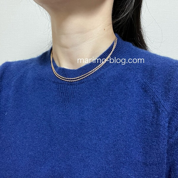 ヴァンクリのフォルサチェーンを75cmに延長して二重巻き（二連）にした着画